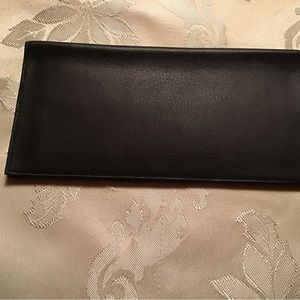 Leather check book holder bifold new black